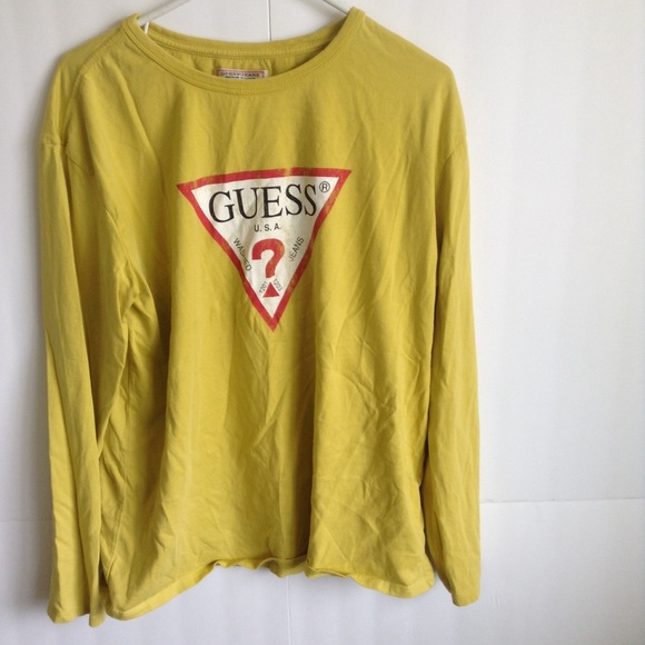 guess mustard t shirt